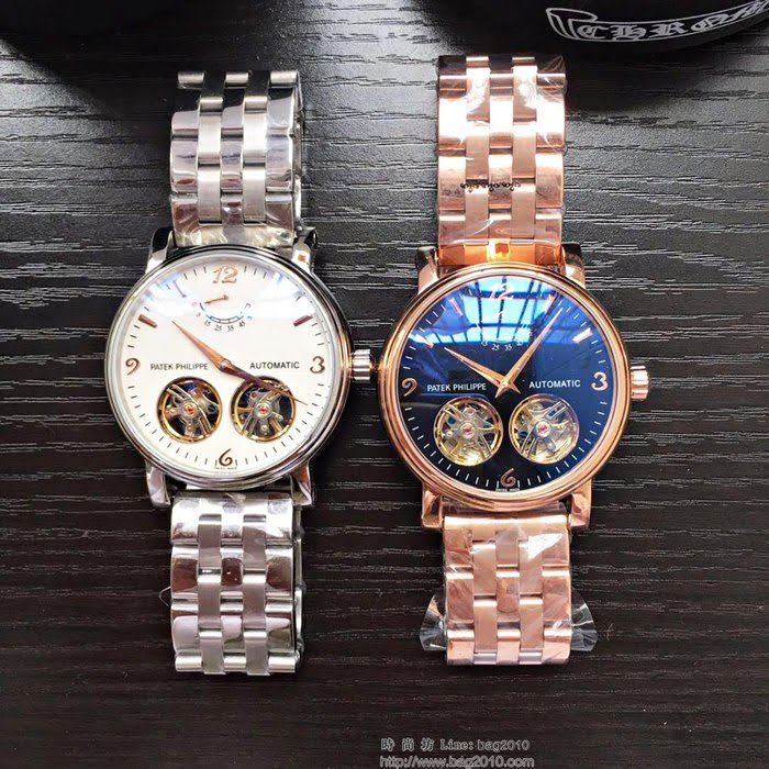 百達翡麗PATEK PHILPPE 獨特雙飛輪設計 頂級316精鋼表殼錶帶 全自動機械機芯 精品男士腕表  wssb4667
